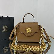 Versace La Medusa Small 20 Handbag in Brown Gold Hardware - 1