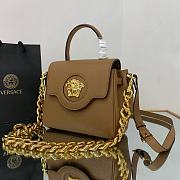 Versace La Medusa Small 20 Handbag in Brown Gold Hardware - 4