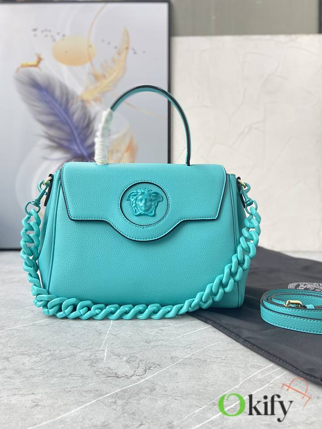 Versace La Medusa Medium 25 Handbag in Blue Teal - 1