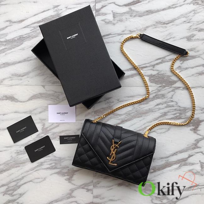 YSL Mini Envelope 21 Black Grained Gold Hardware BagsAll 5117 - 1