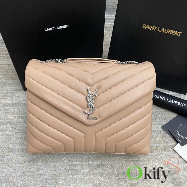 YSL Medium Loulou 32 Beige Leather Silver Hardware  5107 - 1