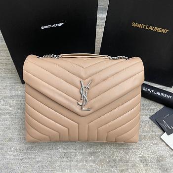 YSL Medium Loulou 32 Beige Leather Silver Hardware  5107