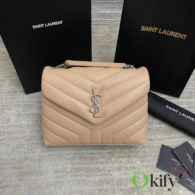 YSL Small Loulou 23 Beige Leather Silver Hardware  - 1
