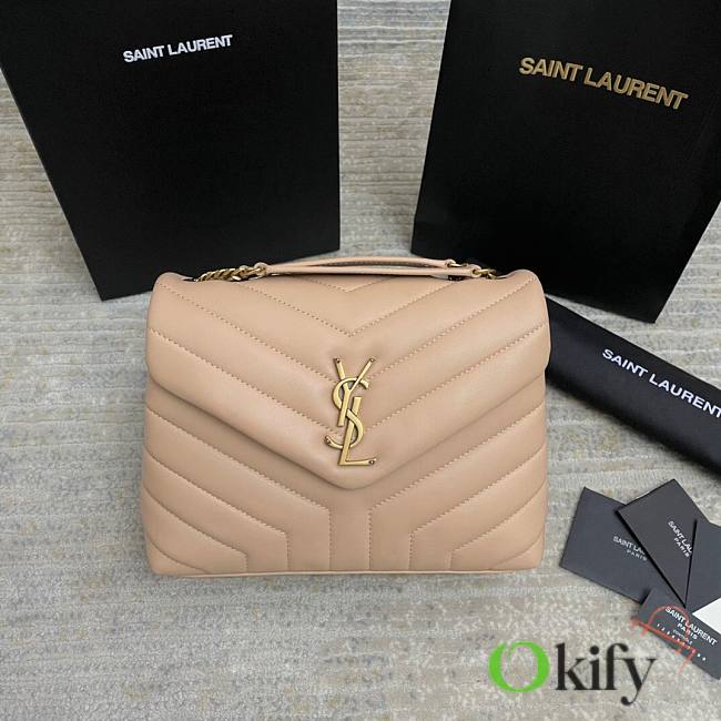 YSL Small Loulou 23 Beige Leather Gold Hardware 5103 - 1