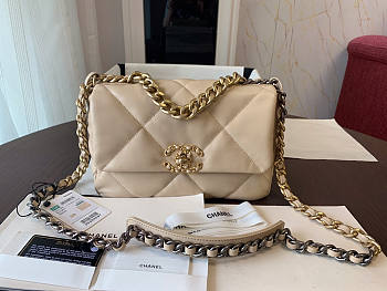 Chanel 19 Handbag Soft Lambskin 26 Medium Beige