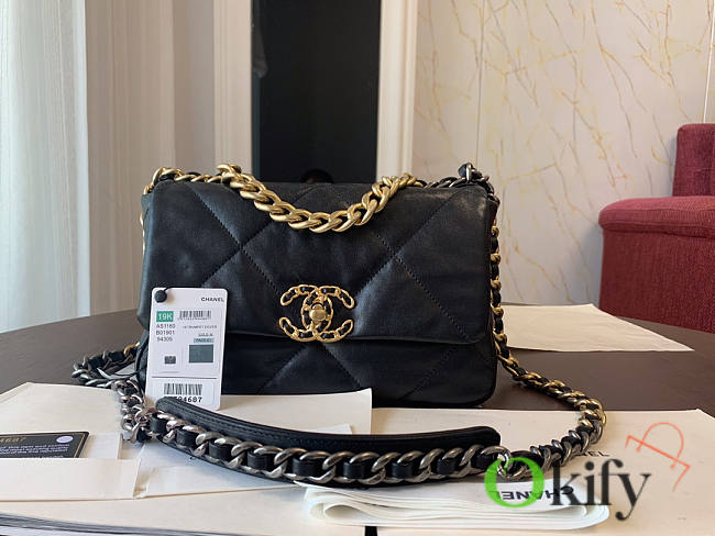 Chanel 19 Handbag Soft Lambskin 26 Medium Black - 1