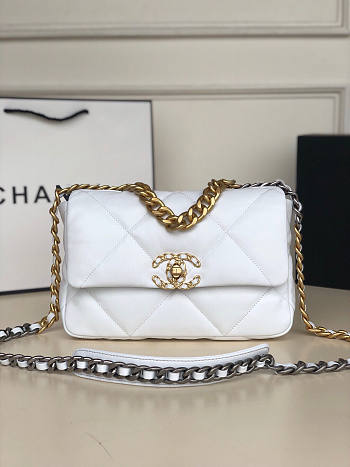Chanel 19 Handbag Soft Lambskin 26 Medium Pure White 