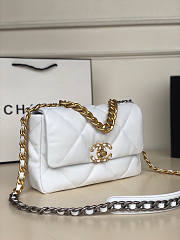 Chanel 19 Handbag Soft Lambskin 26 Medium Pure White  - 2