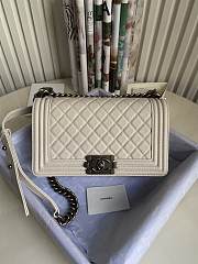 CC Leboy Medium 25 Quilted White Caviar Silver Hardware - 1