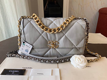 Chanel 19 Handbag Soft Lambskin 30 Jumbo Gray