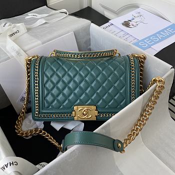 CC Leboy Top Handle Medium 25 Quilted Teal Green Lambskin 
