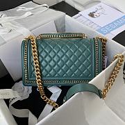 CC Leboy Top Handle Medium 25 Quilted Teal Green Lambskin  - 3