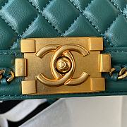 CC Leboy Top Handle Medium 25 Quilted Teal Green Lambskin  - 6