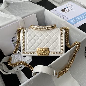 CC Leboy Top Handle Small 20 Quilted White Lambskin