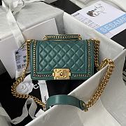 CC Leboy Top Handle Small 20 Quilted Teak Green Lambskin - 1