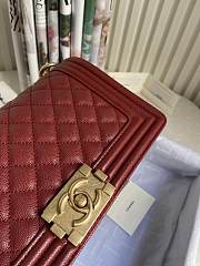 CC Leboy Medium 25 Quilted Wine Red Caviar Gold Hardware - 5
