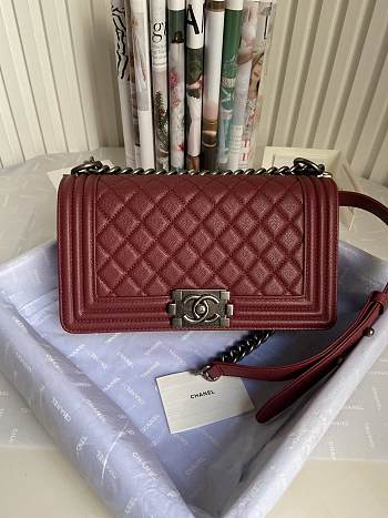 CC Leboy Medium 25 Quilted Wine Red Caviar Silver Hardware