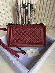 CC Leboy Medium 25 Quilted Wine Red Caviar Silver Hardware - 4