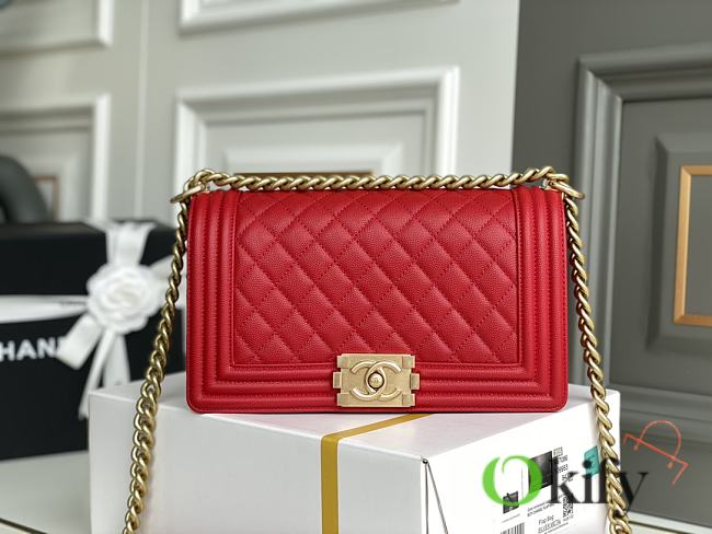 CC Leboy Medium 25 Quilted Red Caviar Gold Hardware - 1