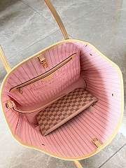 Okify LV Neverfull MM Damier Azur Canvas Rose Ballerine Pink N41605 - 5