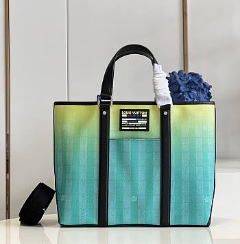 LV 37 Gradient Green Damier Stripes coated canvas