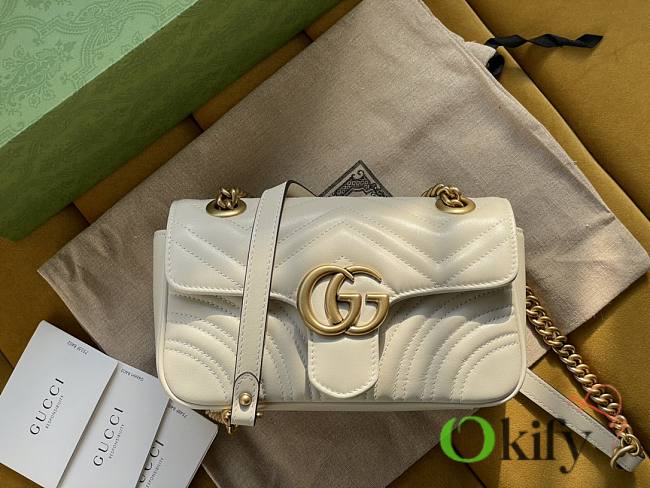 Gucci GG Marmont 22 Matelassé White Leather 2658  - 1