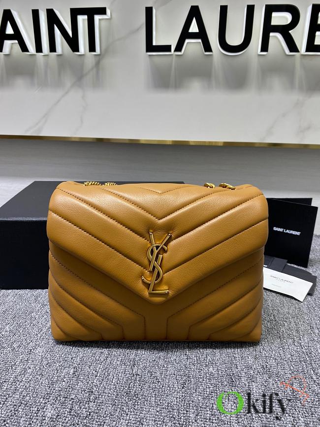 YSL Small Loulou 23 Brown Leather Gold Hardware  - 1