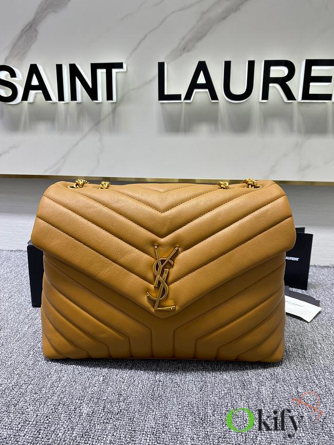 YSL Medium Loulou 32 Brown Leather Gold Hardware - 1
