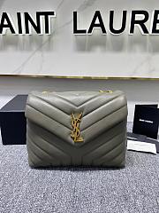 YSL Small Loulou 23 Gray Leather Gold Hardware - 1
