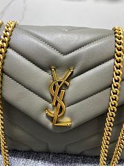 YSL Small Loulou 23 Gray Leather Gold Hardware - 3