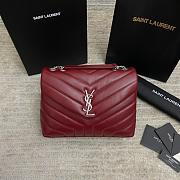 YSL Small Loulou 23 Wine Red Leather Silver Hardware - 1