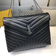 YSL Large Loulou 38 Black Leather Silver Hardware - 1