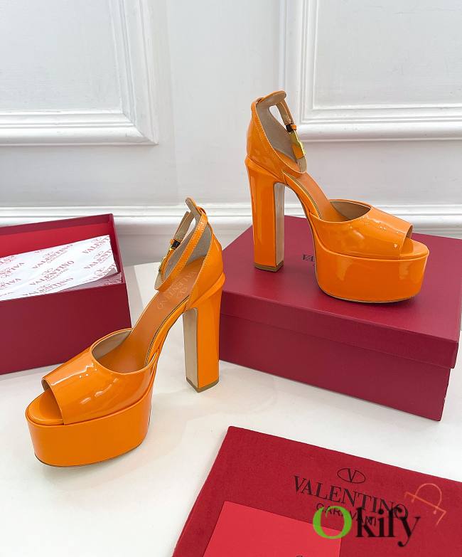 Valentino Open Toe Heels Orange 12cm  - 1