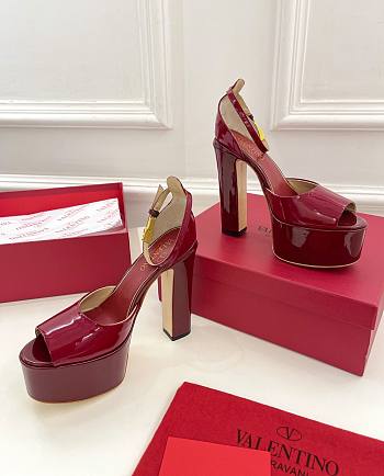 Valentino Open Toe Heels Red 12cm