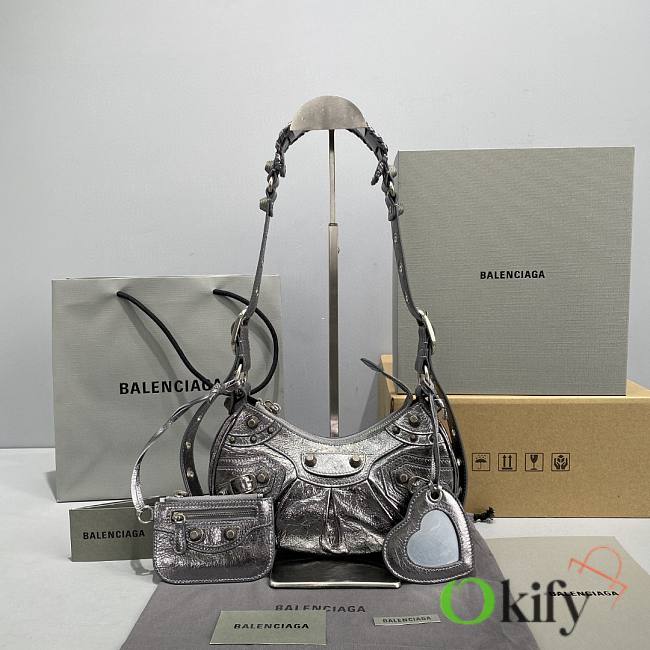 Balenciaga Le Cagole XS Silver Material Lambskin 5567 - 1