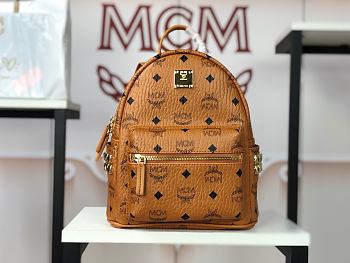 MCM Stark Side Studs Backpack in Visetos Brown 27cm
