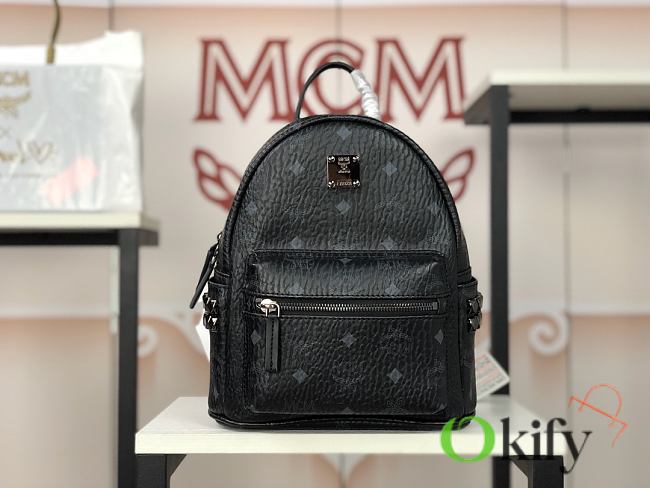 MCM Stark Side Studs Backpack in Visetos Black 27cm - 1