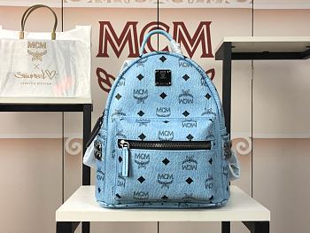 MCM Stark Side Studs Backpack in Visetos Blue 27cm