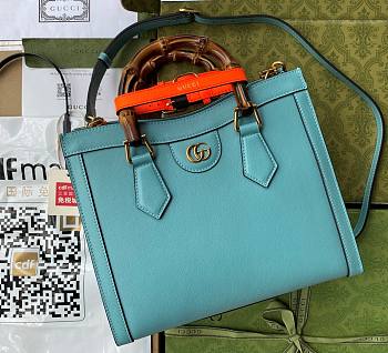 Gucci Diana small 27 tote blue turquoise bag 9881