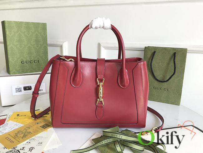 Gucci Jackie 1961 handle bag 30 wine red leather - 1