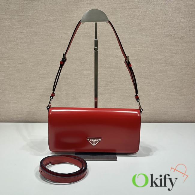 Prada Femme Bag 26 Red Brushed Leather 1BD323 - 1