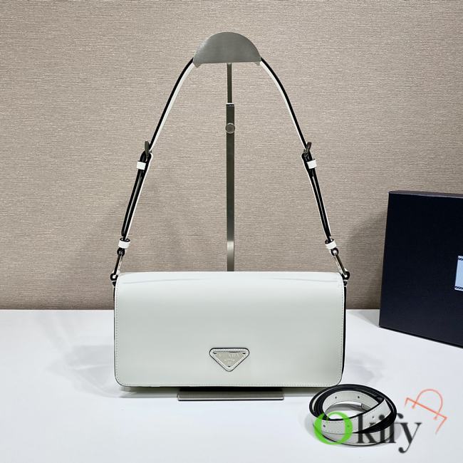 Prada Femme Bag 26 White Brushed Leather 1BD323 - 1