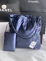 CC 22 Large Handbag Dark Blue Shiny Calfskin - 4