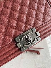 CC Le Boy Medium 25 Quilted Wine Red Caviar Silver Buckle - 6