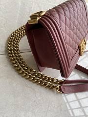 CC Le Boy Medium 25 Quilted Wine Red Caviar Gold Buckle - 5