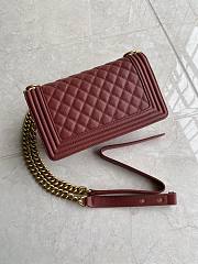 CC Le Boy Medium 25 Quilted Wine Red Caviar Gold Buckle - 4