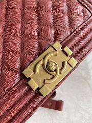 CC Le Boy Medium 25 Quilted Wine Red Caviar Gold Buckle - 3