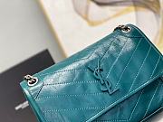 YSL Niki Medium 28 Chain Bag Crinked Vintage Leather Green Mallard 9979 - 5