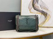 YSL Niki Medium 28 Chain Bag Crinked Vintage Leather Green 9980 - 1
