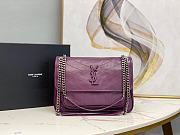 YSL Niki Medium 28 Chain Bag Crinked Vintage Leather Purple 9984 - 1